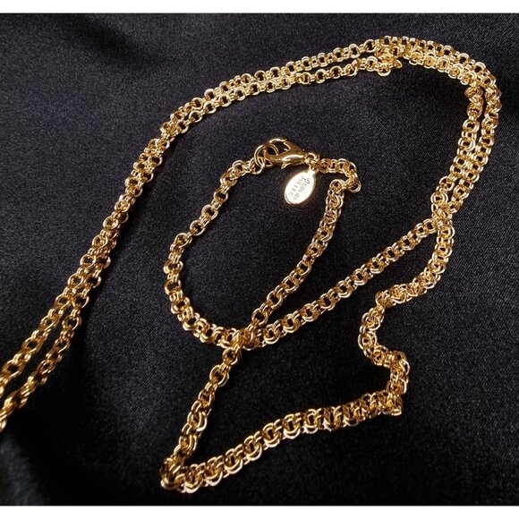 Vintage NOLAN MILLER Signed Gold-Tone Necklace With Faux Pearl Drop Pendant - Picture 5 of 6